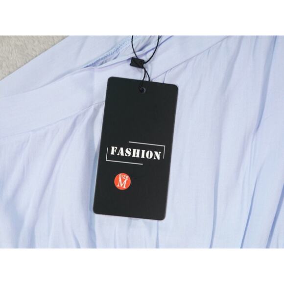 Fashion Womens Light Blue One Shoulder Tie Sundress Size M - Picture 2 of 11